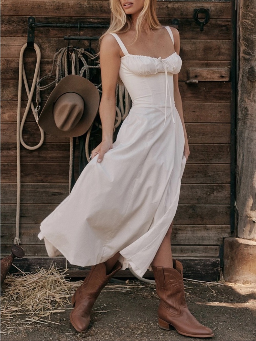 House of CB Carmen White midi Dress